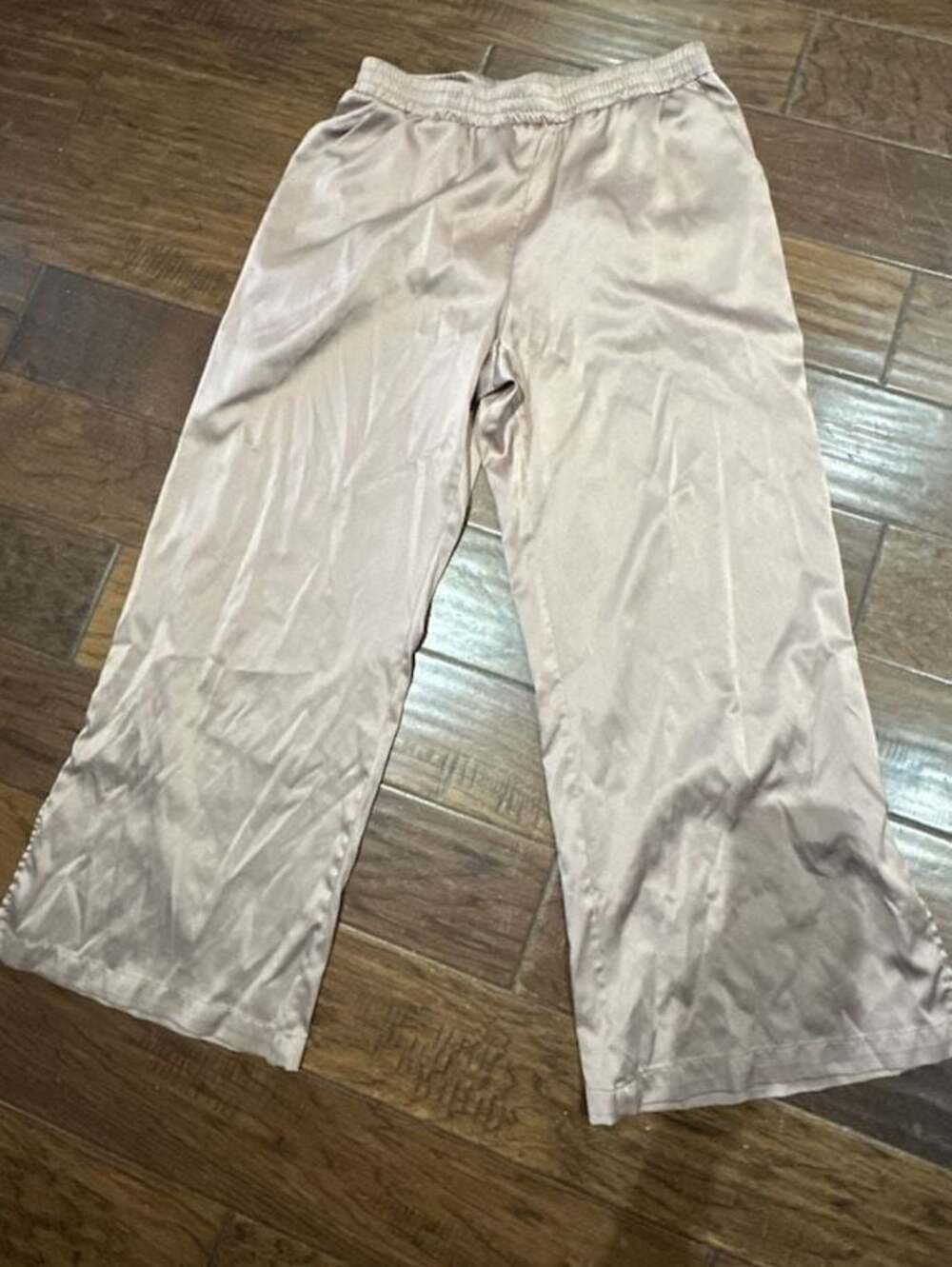 Jason Wu Women's Pink Satin Elastic Waist Wide Leg Lounge Pants Size M